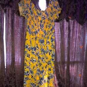 This yellow summer dress black and white flowers.